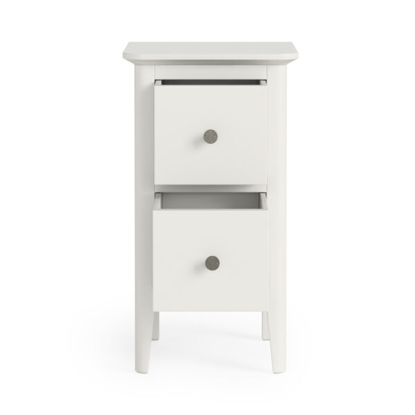 Folkestone White Narrow Bedside Cabinet | Fully Assembled | Clearance