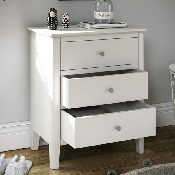 Folkestone White Chest of 3 Drawers | Fully Assembled