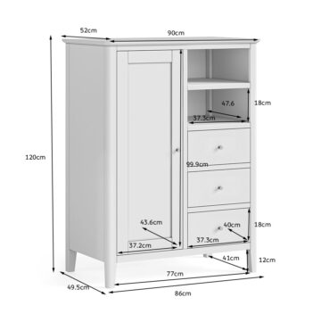 Dover White Combi Wardrobe with Drawers | Assembled