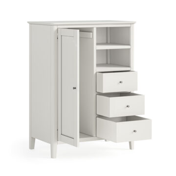 Folkestone White Combi Wardrobe with Drawers | Assembled