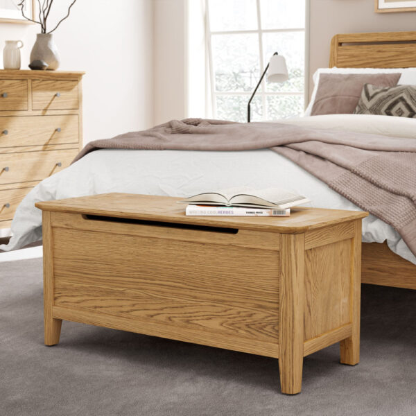 Dover Light Oak Blanket Box | Assembled