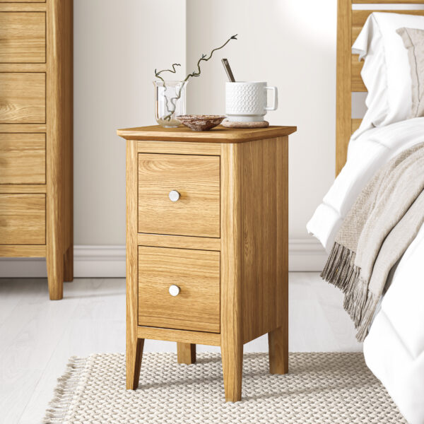 Dover Light Oak Narrow Bedside Cabinet | Assembled
