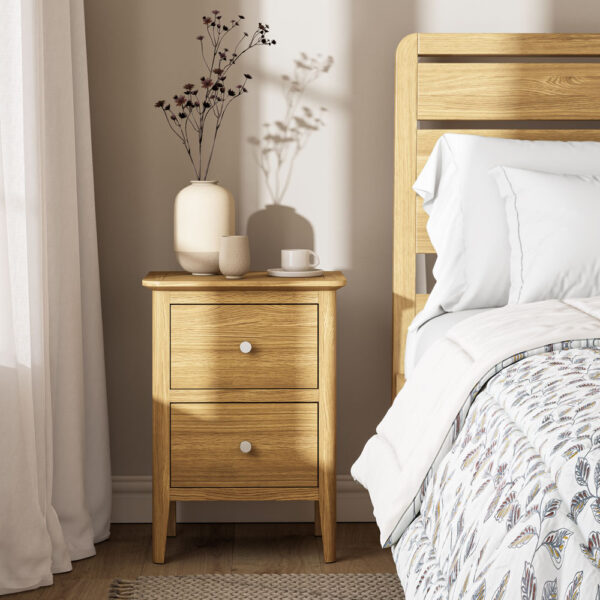 Dover Light Oak Bedside Cabinet | Assembled