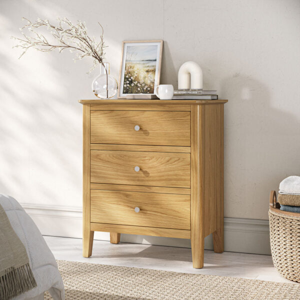 Dover Light Oak Chest of 3 Drawers | Assembled