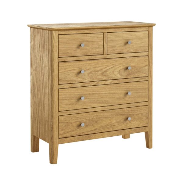 Dover Light Oak 2 Over 3 Chest of Drawers | Assembled