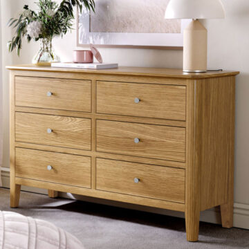 Dover Light Oak Chest of 6 Drawers | Assembled
