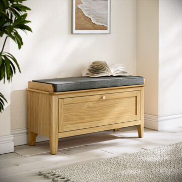 Dover Light Oak Storage Bench | Assembled