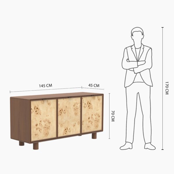 Metro Burl Three Door Cabinet | Assembly Required