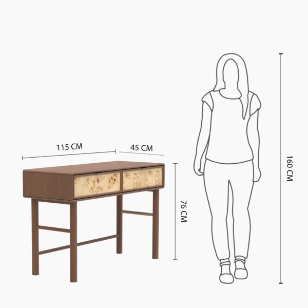 Metro Burl Two Drawer Console Table | Assembly Required