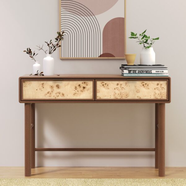 Metro Burl Two Drawer Console Table
