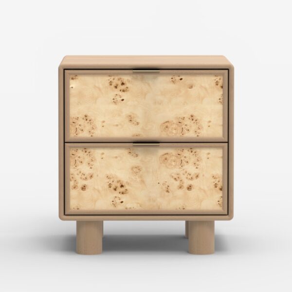 Metro Burl Two Drawer Side Table | Assembly Required