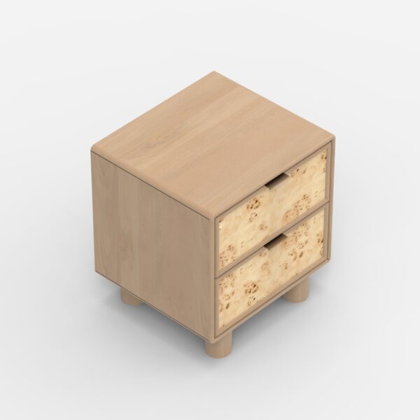 Metro Burl Two Drawer Side Table | Assembly Required