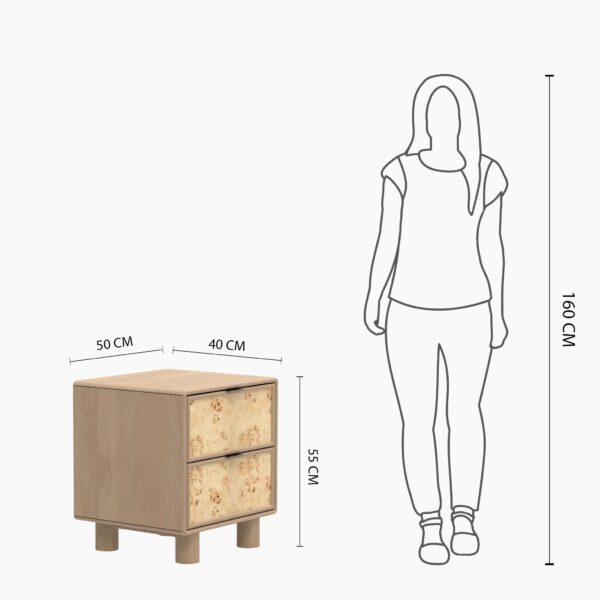 Metro Burl Two Drawer Side Table | Assembly Required