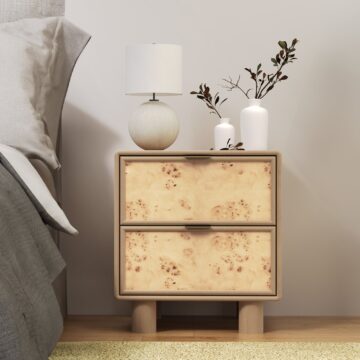Metro Burl Two Drawer Side Table