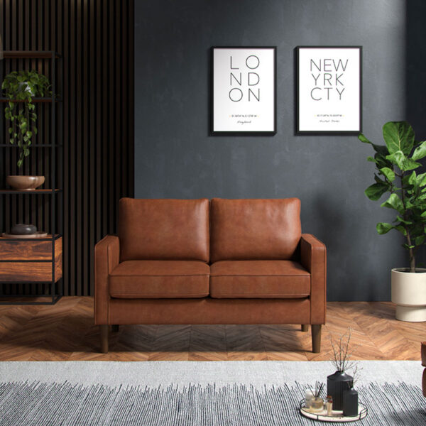 Wentworth - 2 Seater Sofa Faux Leather Tan