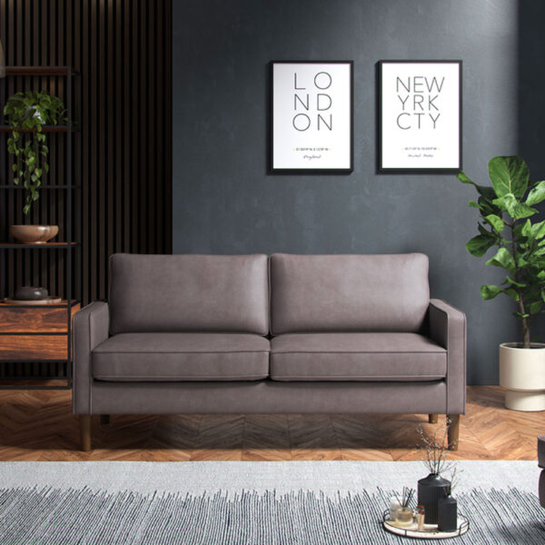 Wentworth - 3 Seater Sofa Faux Leather Grey