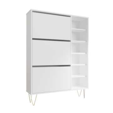 Monte White 3 Drawer Shoe Cabinet