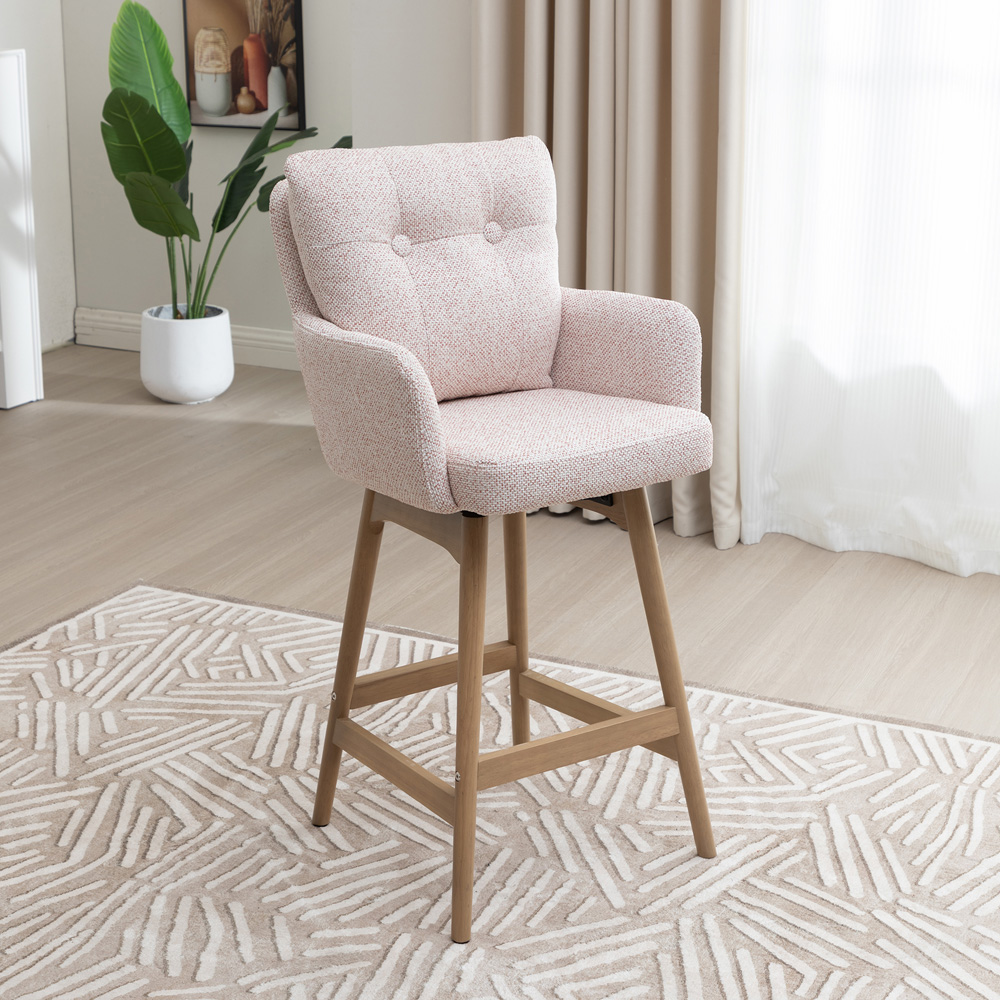Cosgrove Fabric Counter Stool Blush Pink Assembly Required Oak