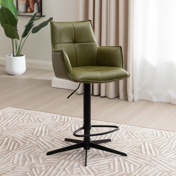 Harley Bar Stool Green PU | Assembly Required