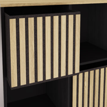 Bengal Black 2×2 Shelf Storage Cube | Oak Finish
