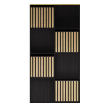 Bengal Black 2×4 Shelf Storage Cube | Oak Finish