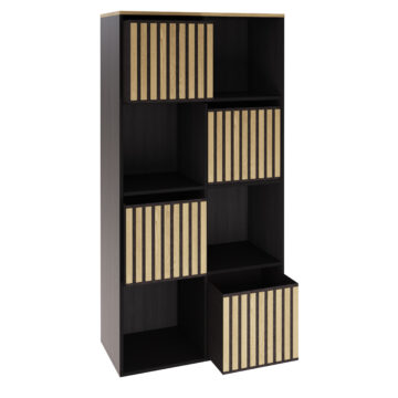 Bengal Black 2×4 Shelf Storage Cube | Oak Finish