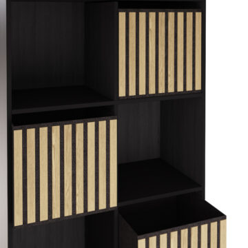 Bengal Black 2×4 Shelf Storage Cube | Oak Finish