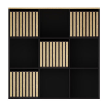 Bengal Black 3×3 Shelf Storage Cube | Oak Finish