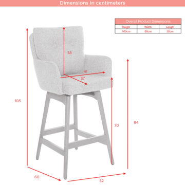 Cosgrove Fabric Counter Stool Silver Grey