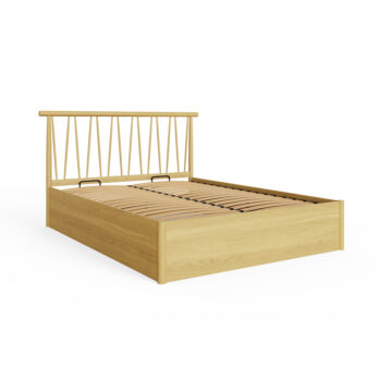 Henway 5′ King Size Spindle Ottoman Bed | Oak Finish