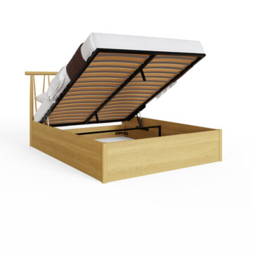 Henway 5′ King Size Spindle Ottoman Bed | Oak Finish