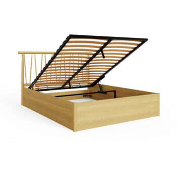 Henway 5′ King Size Spindle Ottoman Bed | Oak Finish