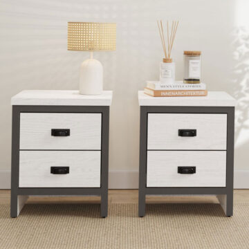 Fenway 2 Drawer Bedside Table Pair - White | Assembly Required