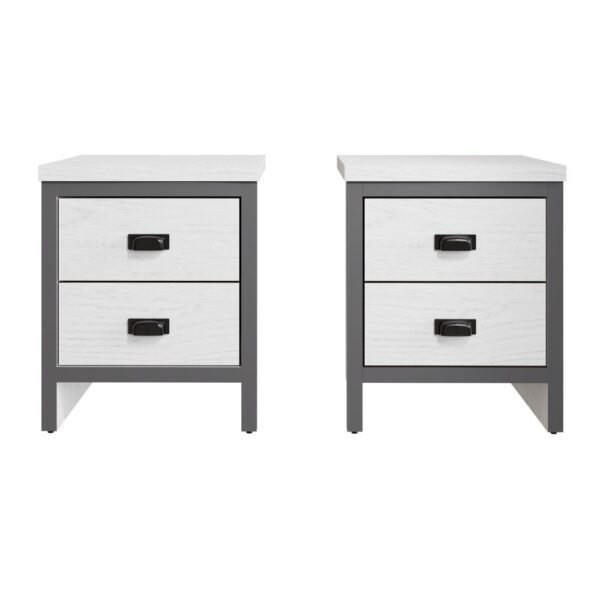 Fenway 2 Drawer Bedside Table Pair - White | Assembly Required