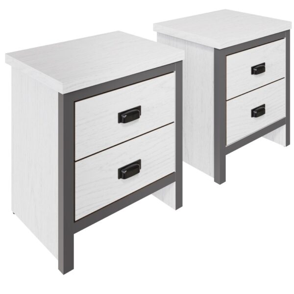 Fenway 2 Drawer Bedside Table Pair - White | Assembly Required