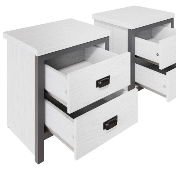 Fenway 2 Drawer Bedside Table Pair - White | Assembly Required