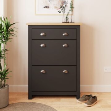 Fife Black 2 Door 1 Drawer Shoe Cabinet