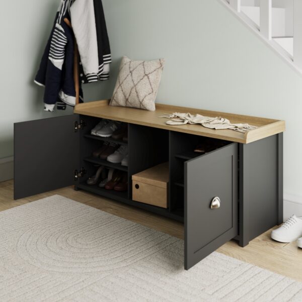 Fife Black 2 Door Shoe Bench