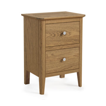 Dover Oak 2 Drawer Bedside Cabinet | Assembled