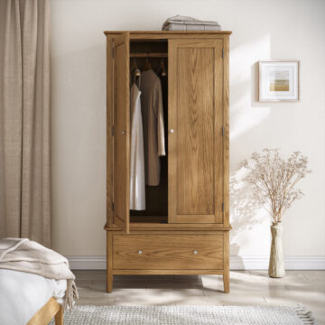 Dover Oak Gentlemans Wardrobe with Drawer