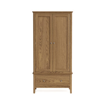 Harrogate Warm Oak Gentlemans Wardrobe with Drawer