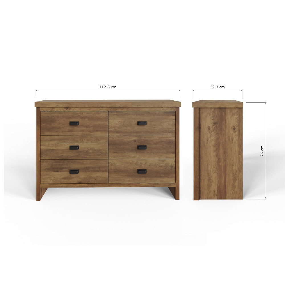 Fenway 6 Drawer Chest | Oak Finish