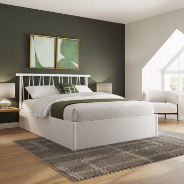 Henway White 4'6 Double Spindle Ottoman Bed