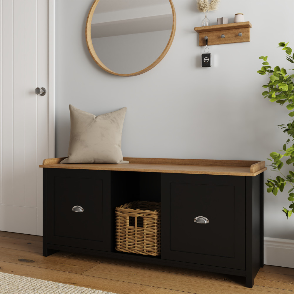Fife Black 2 Door Shoe Bench