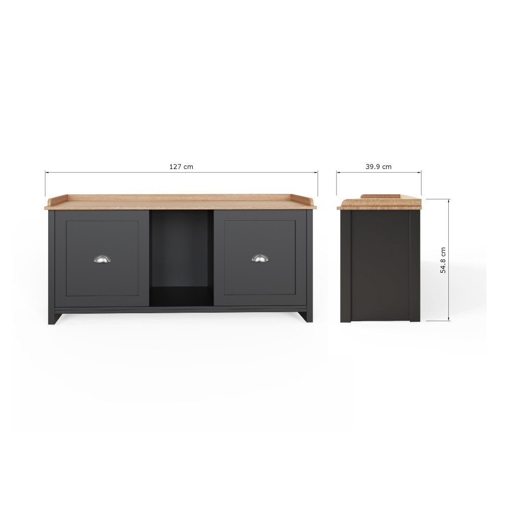 Fife Black 2 Door Shoe Bench