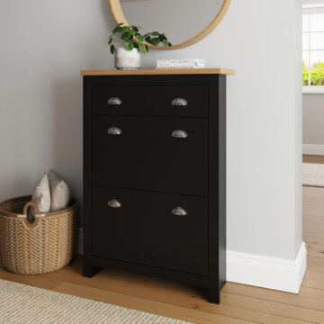 Fife Black 2 Door Shoe Cabinet with Drawer