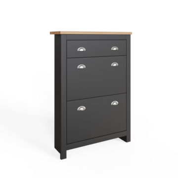 Fife Black 2 Door Shoe Cabinet with Drawer