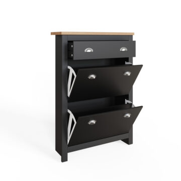Fife Black 2 Door Shoe Cabinet with Drawer