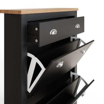 Fife Black 2 Door Shoe Cabinet with Drawer