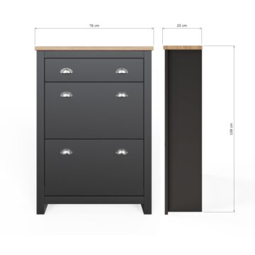 Fife Black 2 Door Shoe Cabinet with Drawer